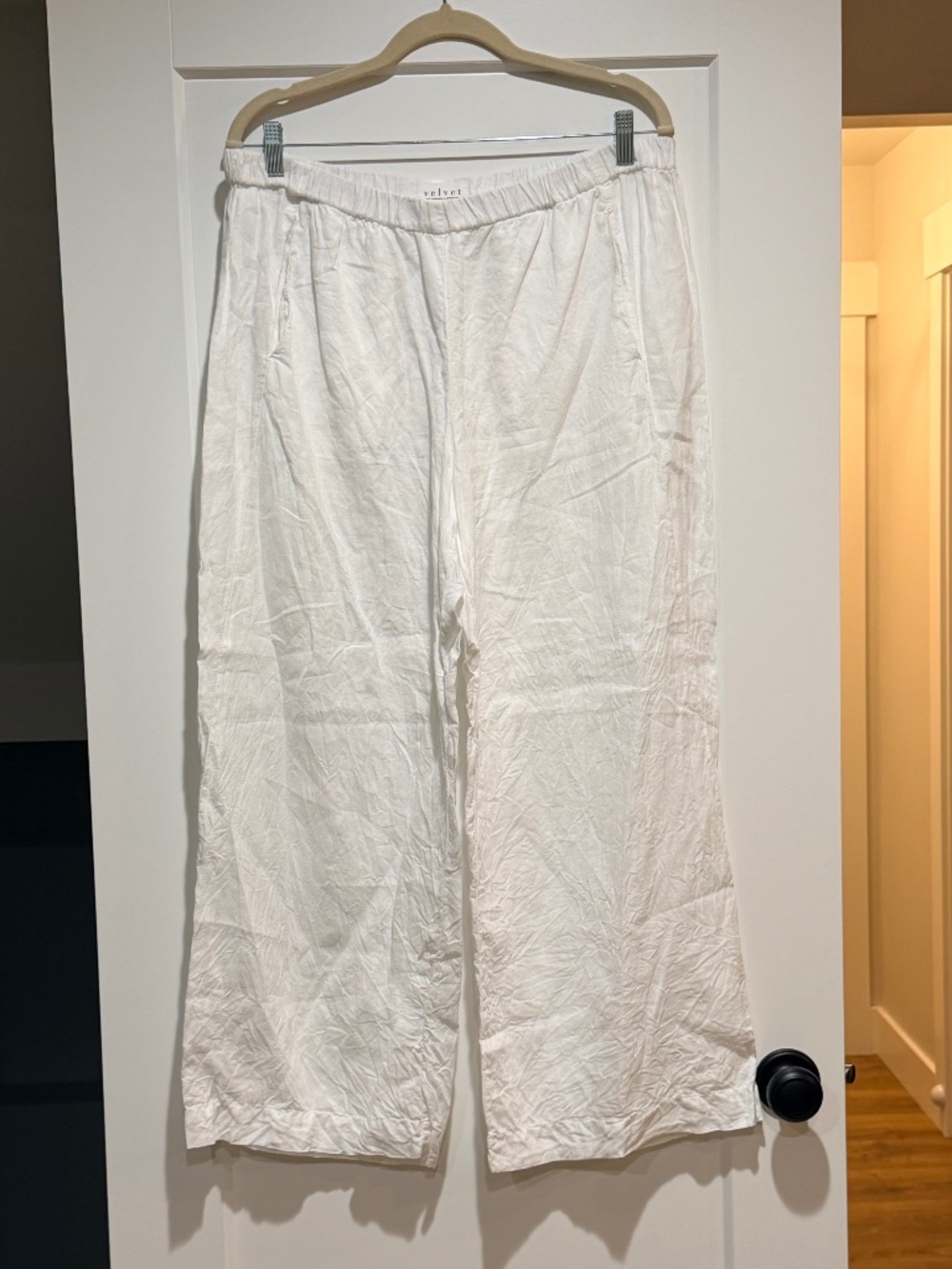 VELVET by Graham & Spencer white Linen pants Wide Leg from Anthropologie XL